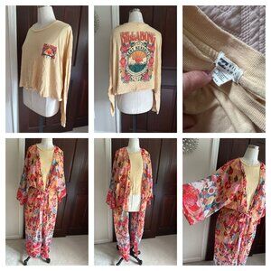 2 awesome funky mix and match pieces Billabong L/S tshirt and colorful kimono ja